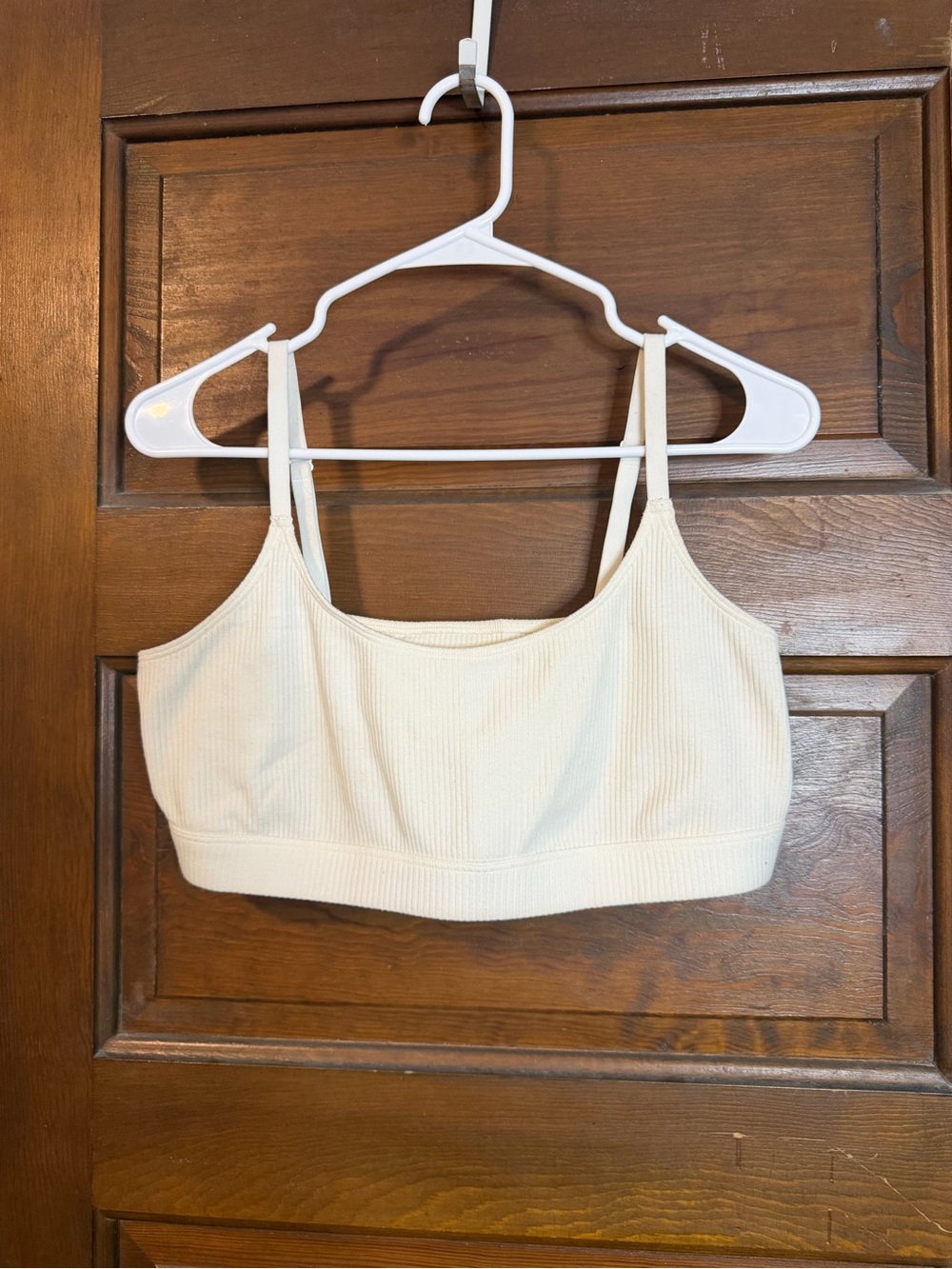 Cream and Teal Ribbed Bralette Top Set of 2